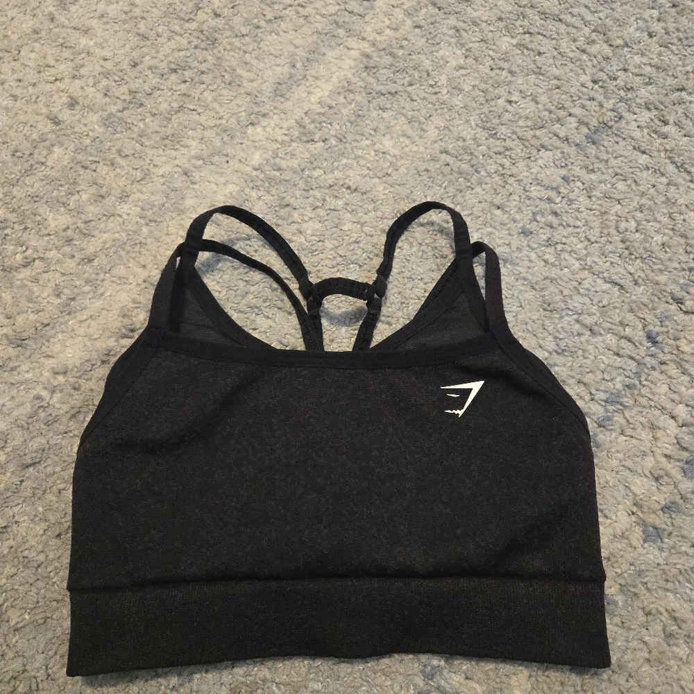 Gymshark Flex Strappy Sports Bra Charcoal Black Marl Seamless Size XS Workout